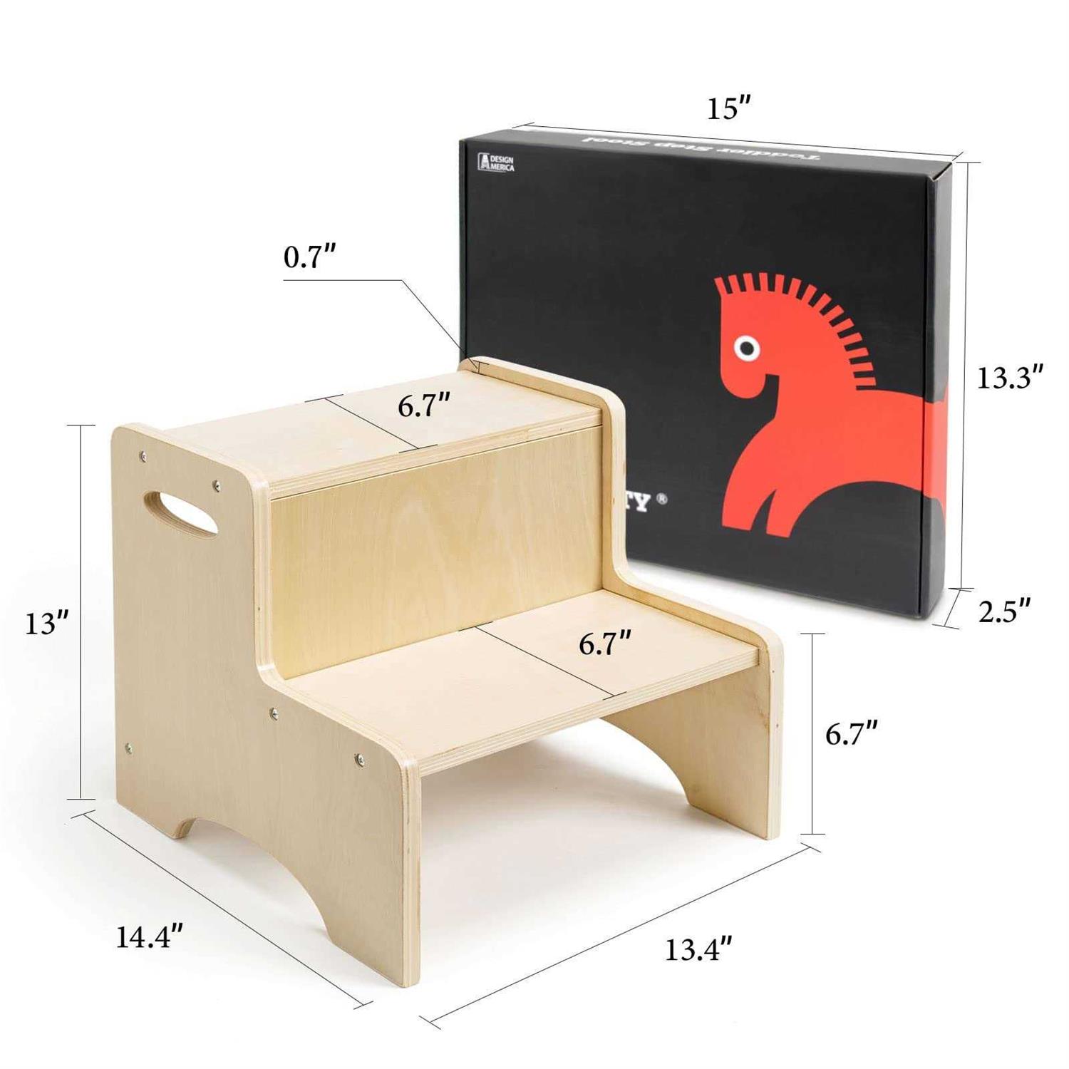 Wood City Wooden Toddler Step Stool for Kids Bathroom Potty Stool & Kitchen Stool - Image 3