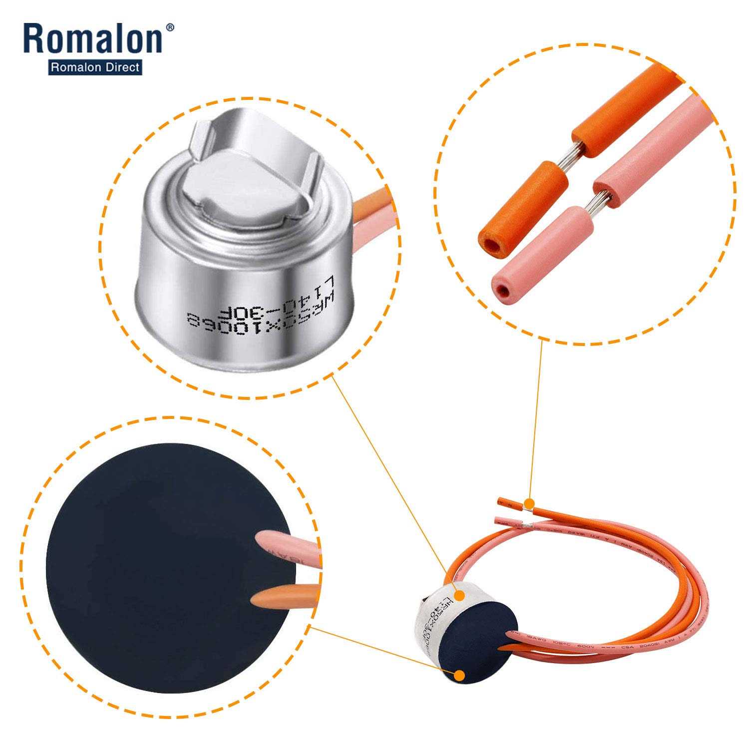 WR51X10055 Refrigerator Defrost Heater Kit,WR55X10025 Temperature Sensor,WR50X10068 High Limit Thermostat Fit for G-E by Romalon - Image 3