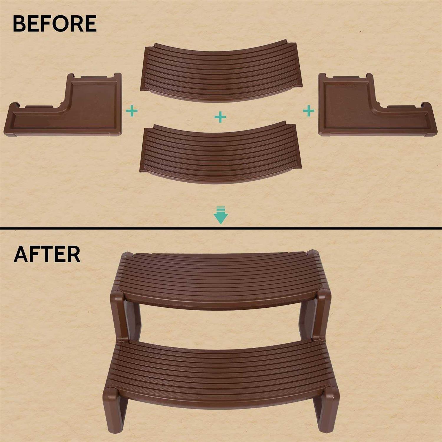 HECASA Spa Step Hot Tub 2-Step Universal Outdoor Indoor Step Stool Pool Ladder Plastic Handi Step Slip Resistant Striped - Image 4