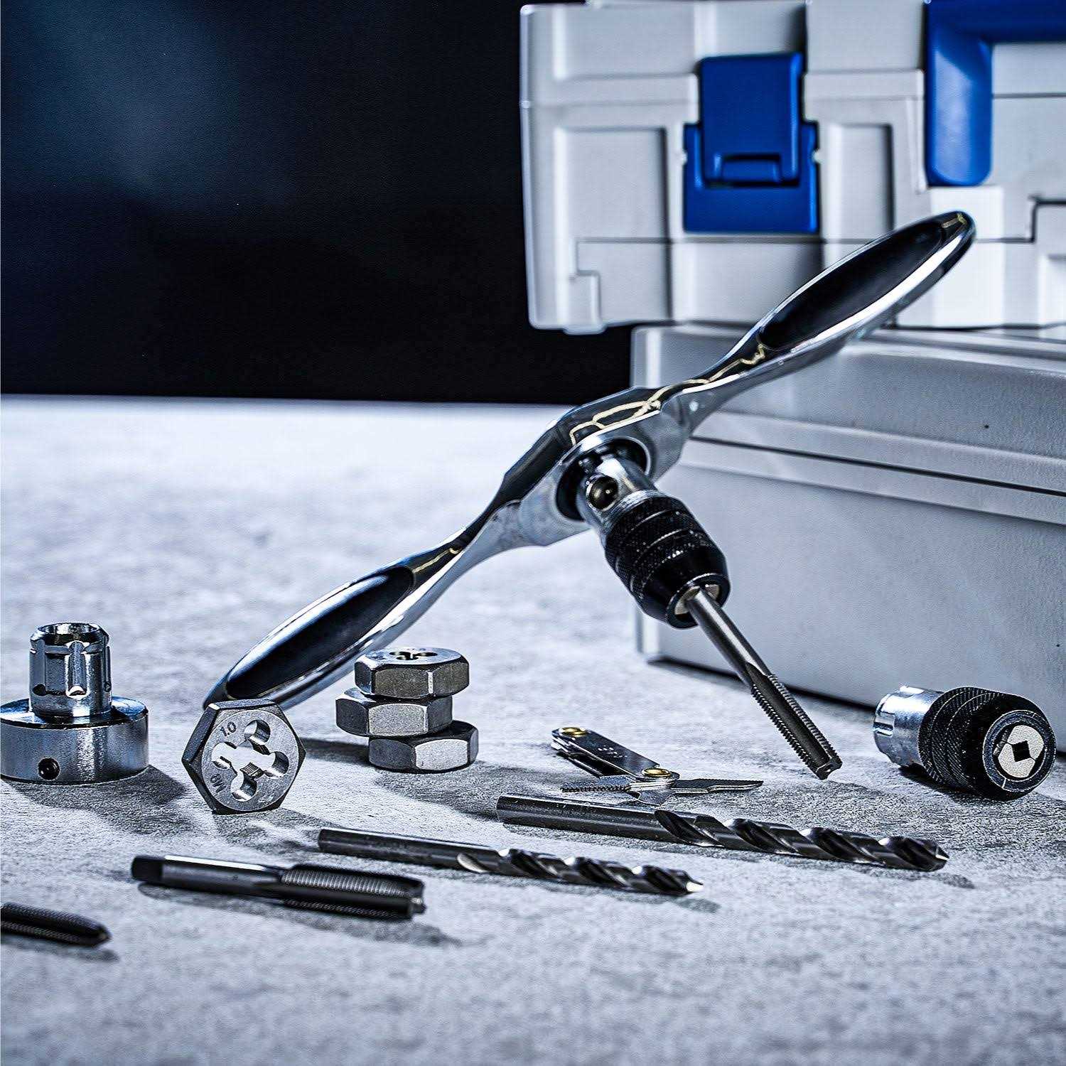 toolant 127pcs SAE/Metric Tap and Die Set Ratcheting SAE Metric Tap and Die Set Standard with Drill Bit Combo for Threading - Image 5