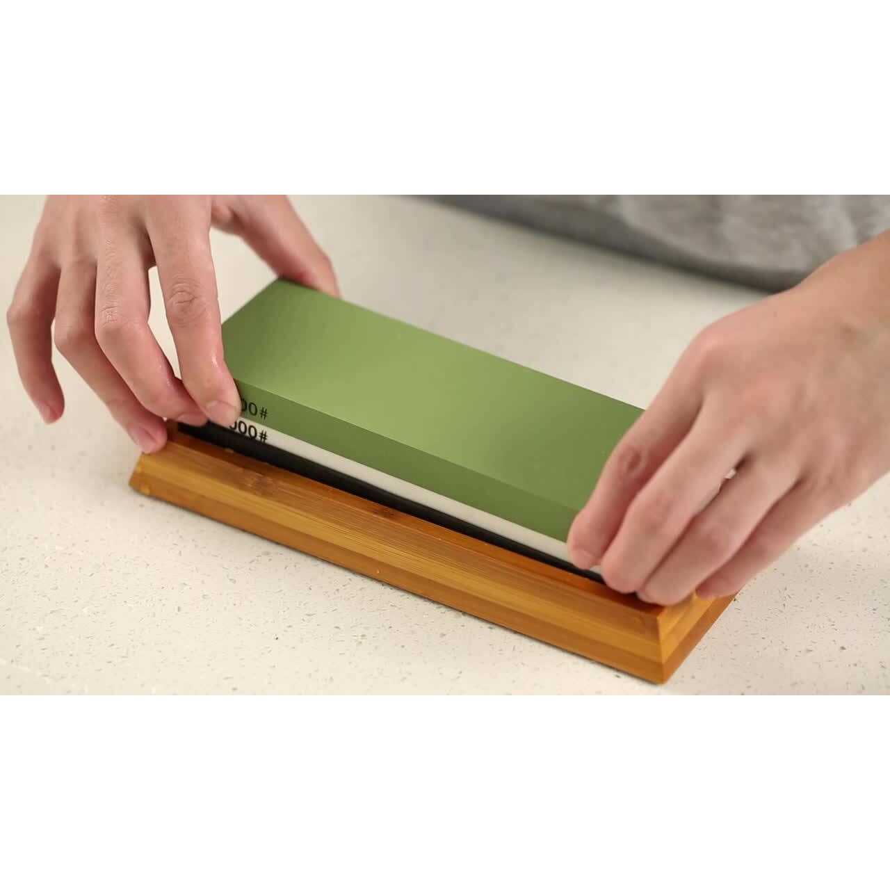 Razorri Knife Sharpening Stone Kit, Double-Sided 400/1000 and 3000/8000 Grit Whetstones, Flattening Stone, Leather Strop, and Angle Guide Included - Image 5