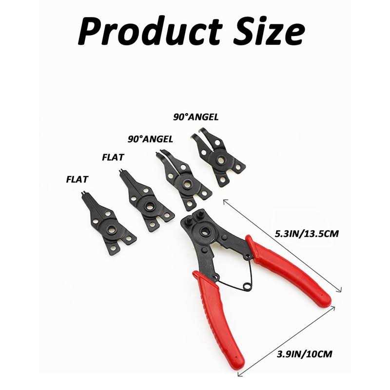 Snap Ring Pliers, Hosrnovo 4 In 1 C Clips Removal Retaining Set for Automotive and Engine Repair, Interchangeable Jaw Head 45 90 and 180 Degree - Image 3