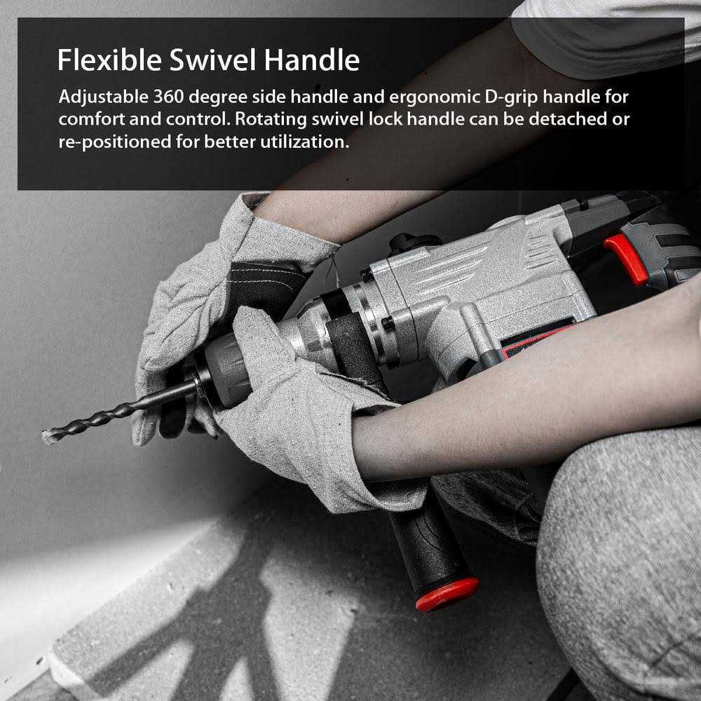 XtremepowerUS 1-1/4 in. 8.5 Amp SDS-Plus Corded Variable Speed Concrete/Masonry Rotary Hammer Drill with Storage Case - Image 3