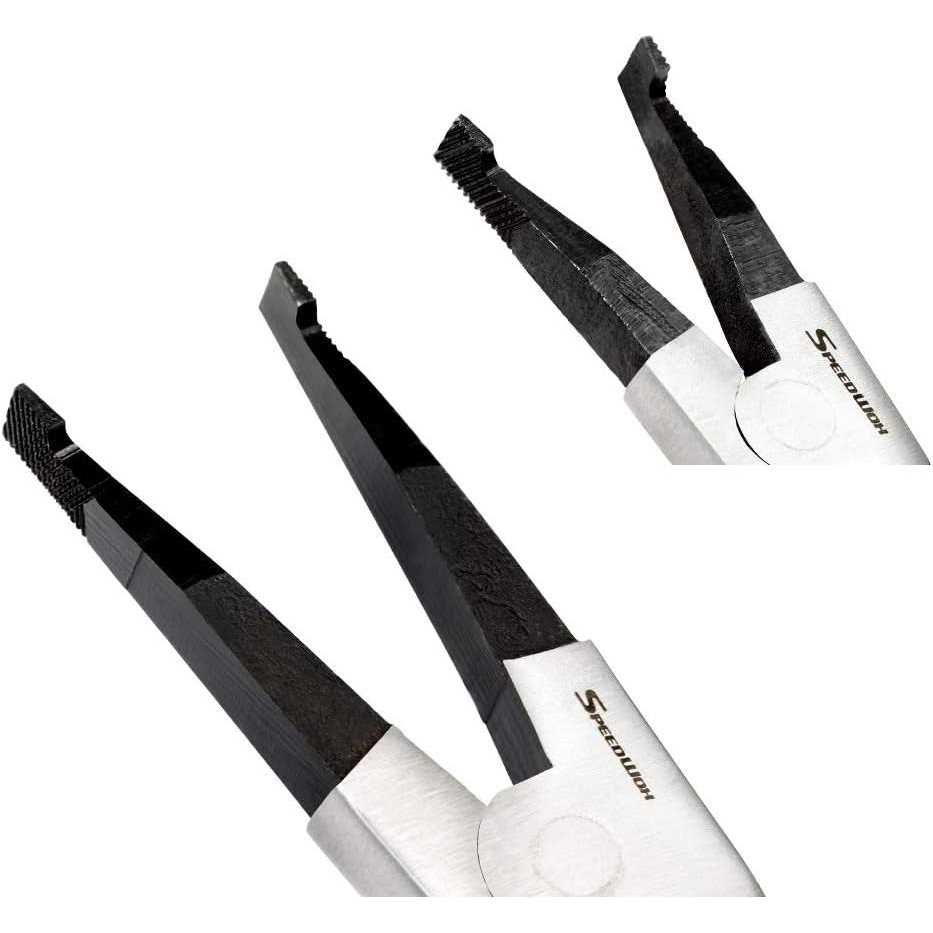 Speedwox 2 Pcs Special Ring Retaining Ring Pliers Set Lock Ring Pliers Flat for Removing Installing Gearshift Locking Rings Angle Tip Circlip Plier - Image 3