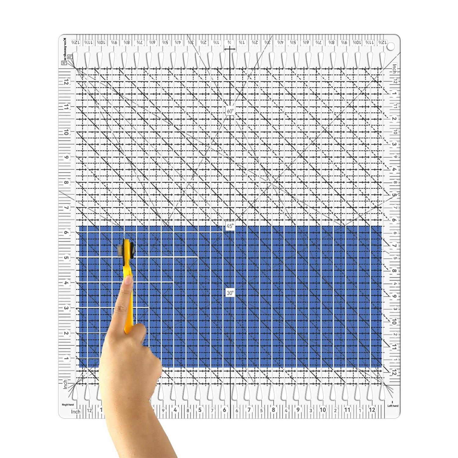 Karpoulra Quilting Ruler-Large Size 12 * 12 Slotted Stripology Rulers for Quilting and Sewing Quilt Strip Rulers for Fabric Quilting Cutting and Sewing