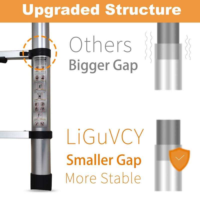 LiGuVCY Telescoping Extension Ladder 14.5 ft Folding Telescopic Aluminum Ladders - Image 2