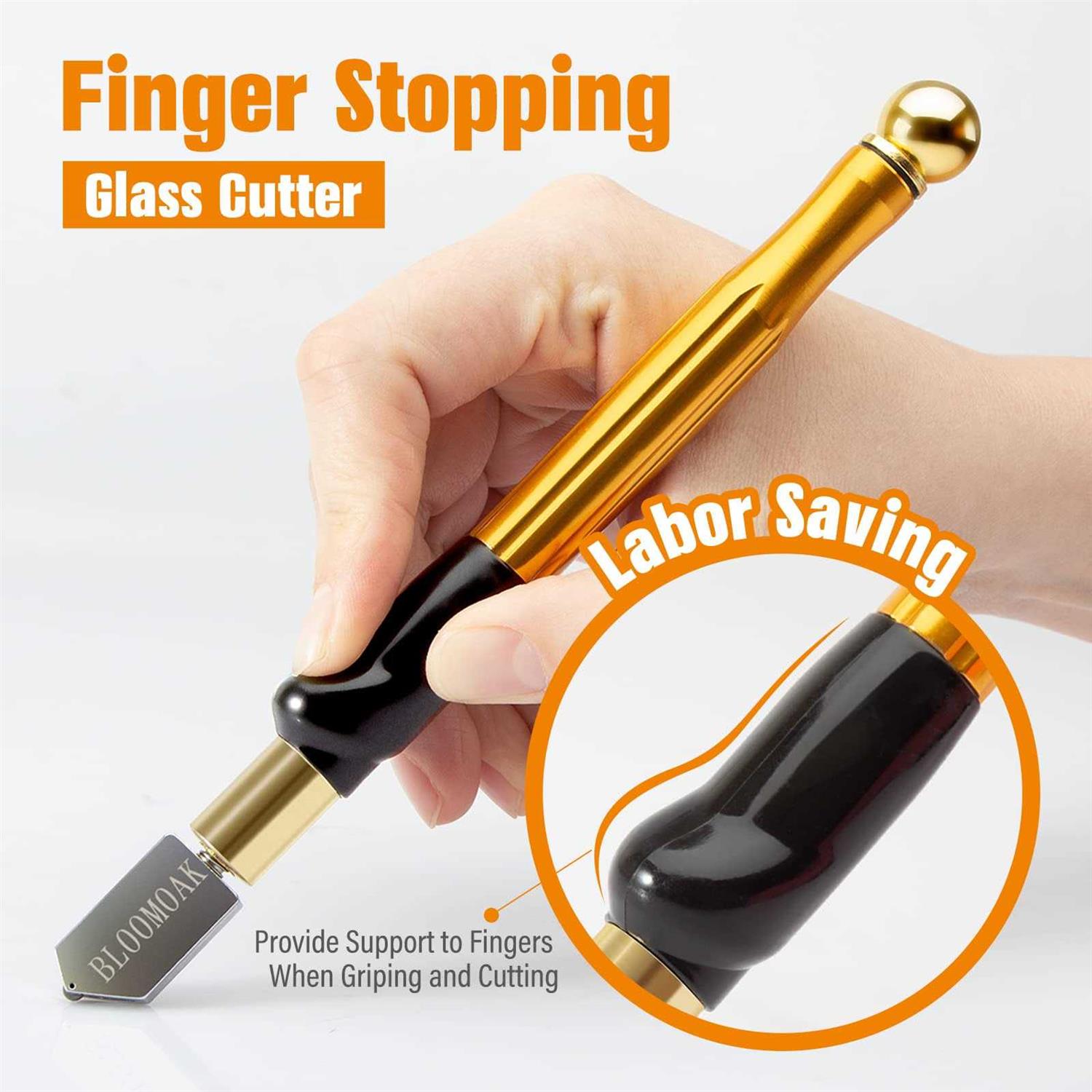 B Bloomoak Professional Carbide Tungsten Alloy Handle Glass Cutter Tool with Range 2-20mm Professional Cutter for Thick Glass Mosaic and Tiles - Image 3