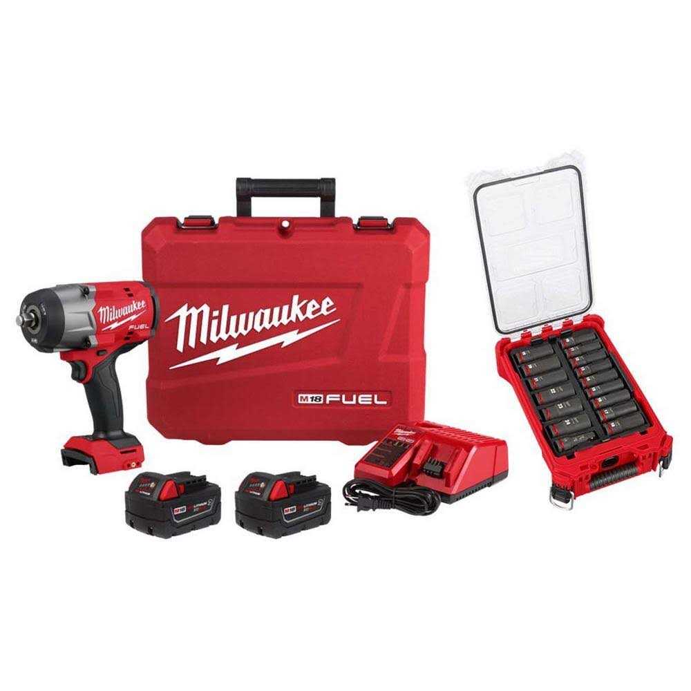 Milwaukee M18 FUEL 18V Lithium-Ion Brushless Cordless High-Torque 1/2 in. Impact Wrench w/Friction Ring Kit Impact