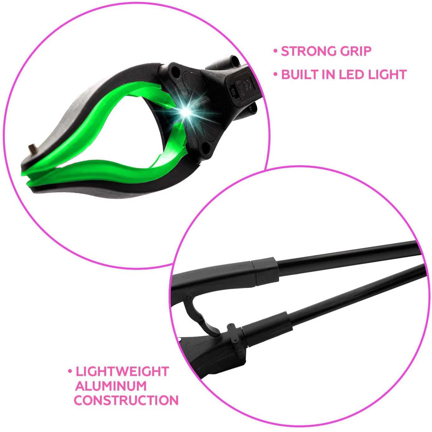 Grabber Tool 32 Aluminum Magnetic Claw with LED Light Lightweight Foldable Reacher Grabber Pickup Tool - Image 5