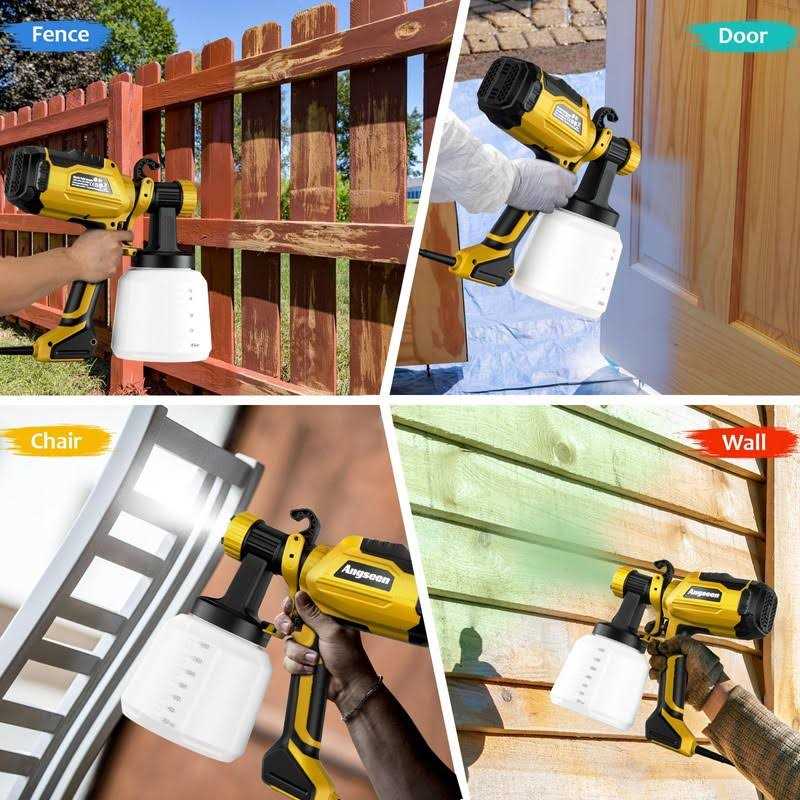 Angseen Paint Sprayer, HVLP Electric Paint Sprayer with 1400ml Container, 4 Copper Nozzles, 3 Spray Patterns for Home Interior and Exterior - Image 3