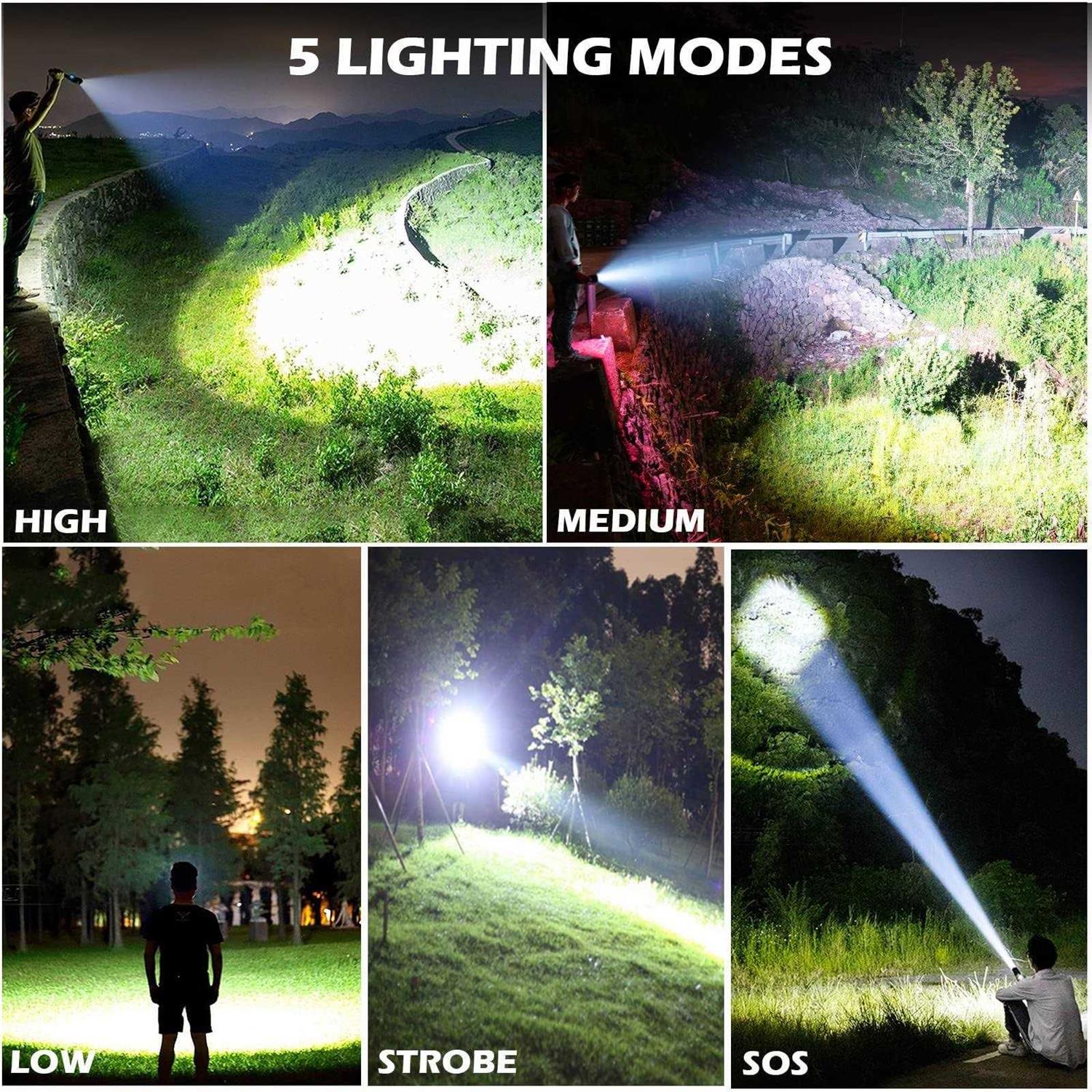 Lylting Rechargeable Flashlights 250,000 Lumens Super Bright LED Flashlight High Lumens with USB Cable - Image 4