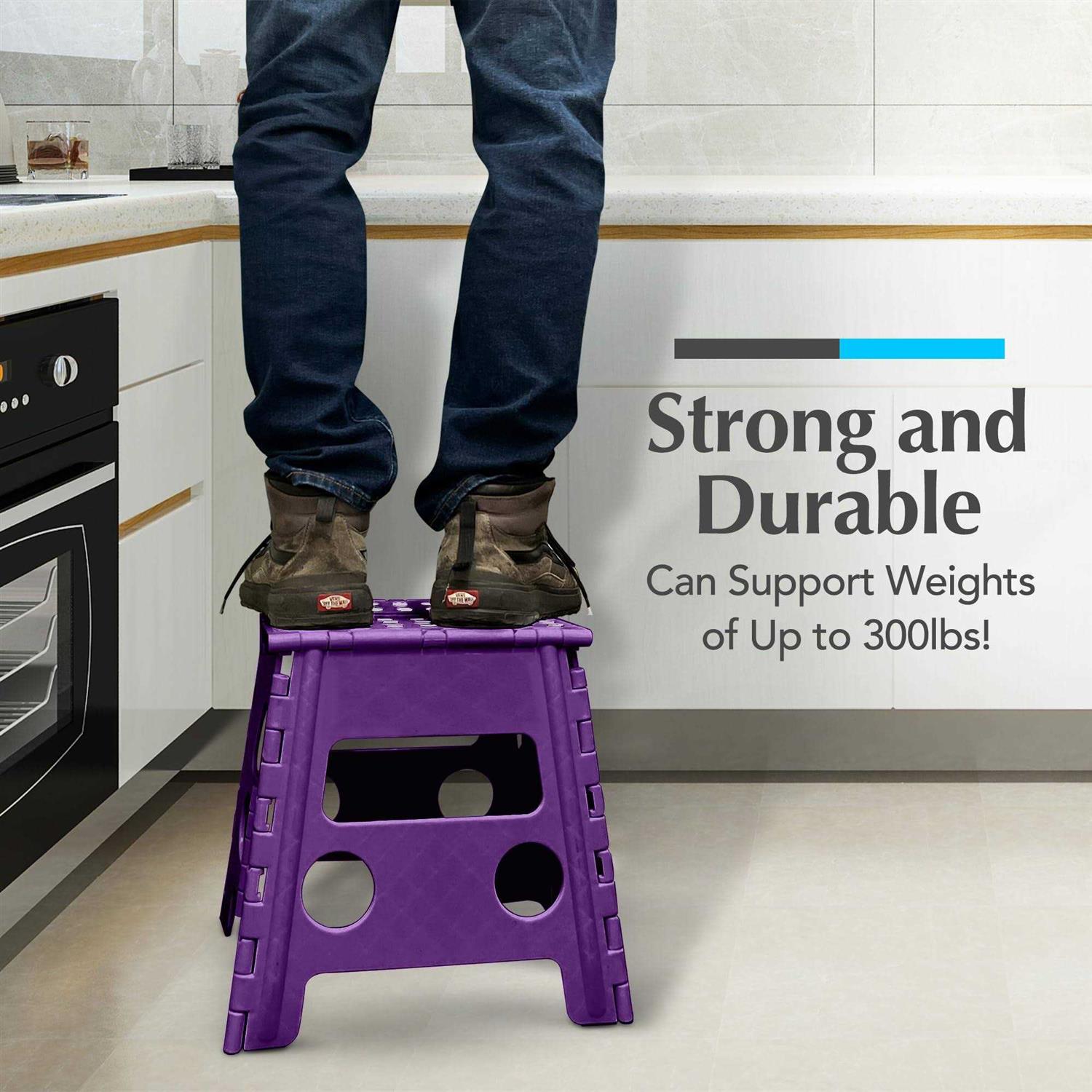 Handy Laundry Folding Step Stool, 13 Inch The Anti-Skid Step Stool is Sturdy to Support Adults and Safe Enough for Kids. Opens Easy with On - Image 5