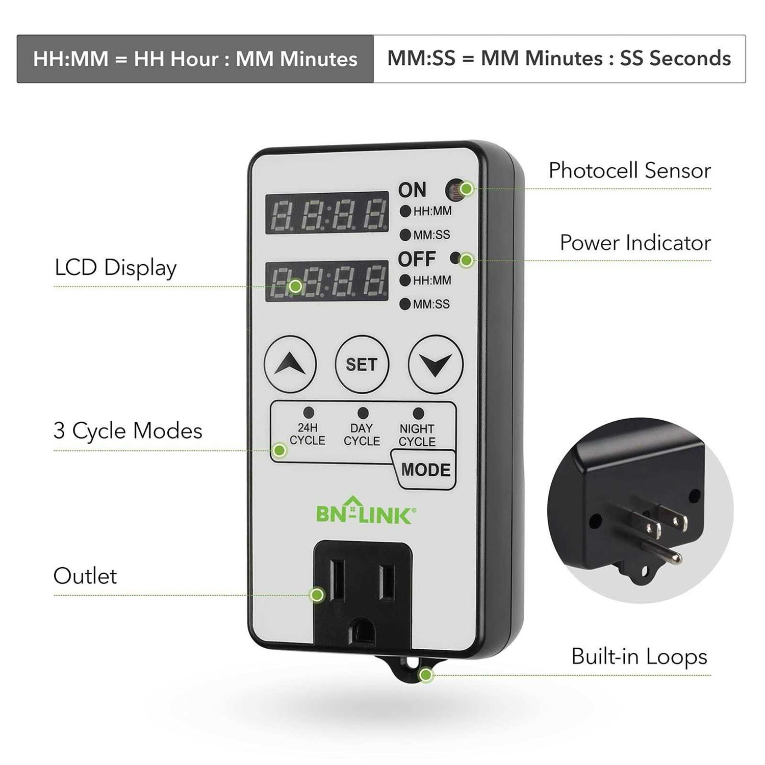 BN-LINK Timer Outlet Short Period Repeat Cycle Intermittent Digital Timer, Interval Timer - Image 3