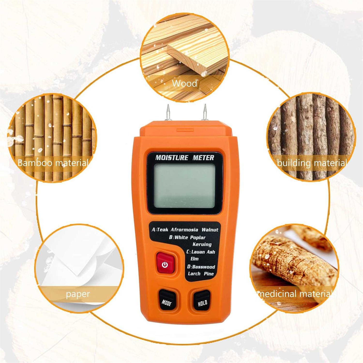 QYQRQF Digital Wood Moisture Meter Wood Humidity Tester Hygrometer Timber Damp Detector Large LCD Display - Image 4