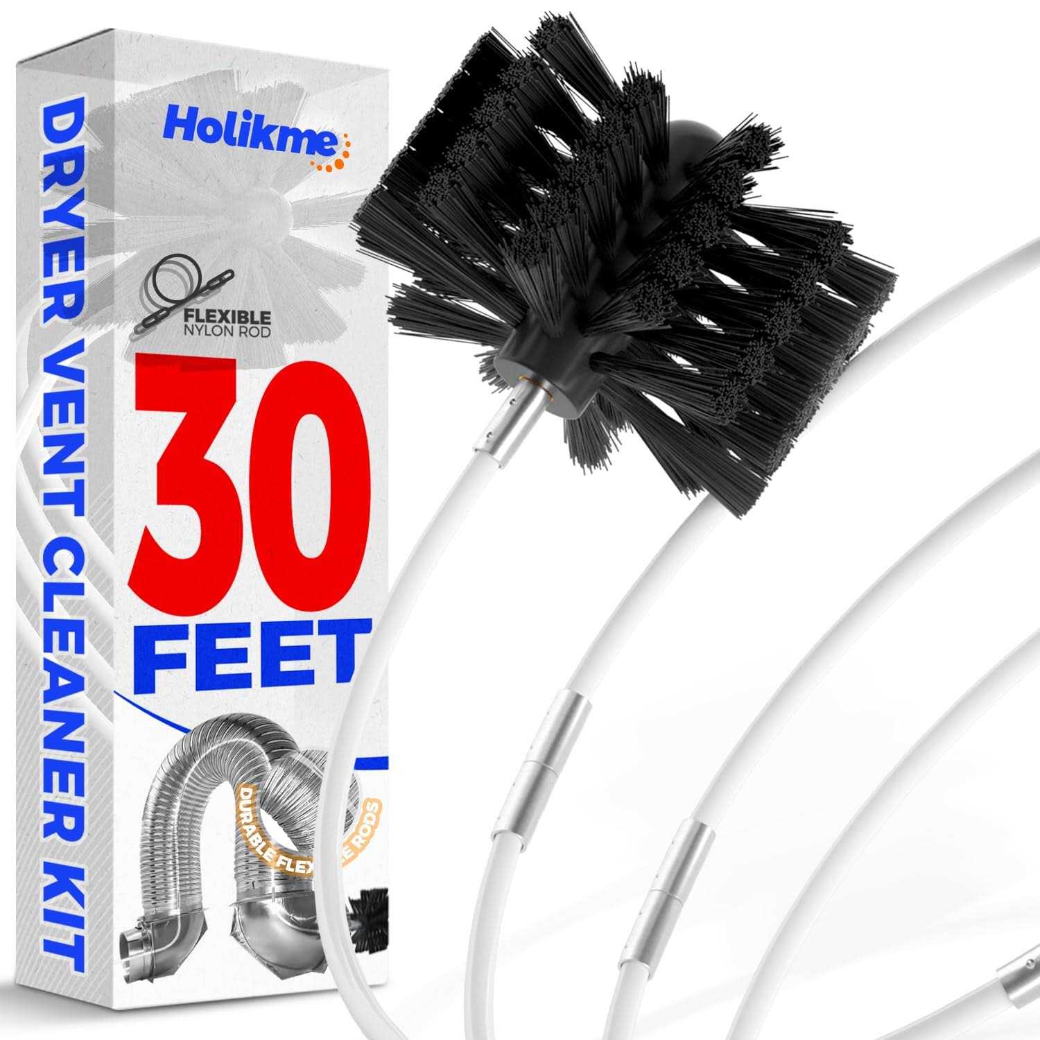 Holikme 30 Feet Dryer Vent Cleaner Kit,Flexible Lint Brush with Drill Attachment - Image 5