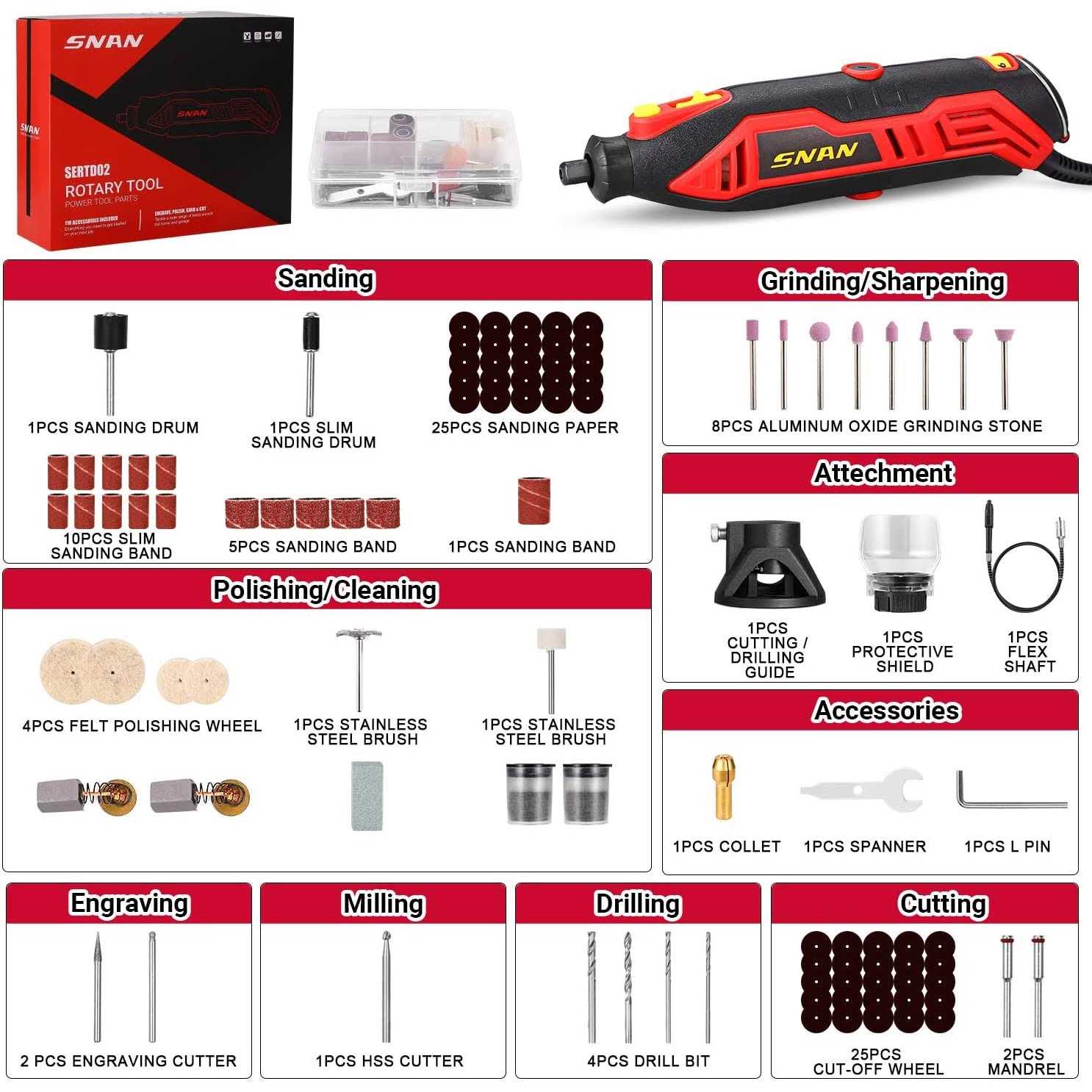 Rotary Tool Kit,Tool with MultiPro Keyless Chuck and Flex Shaft, 10000-35000rp - Image 4