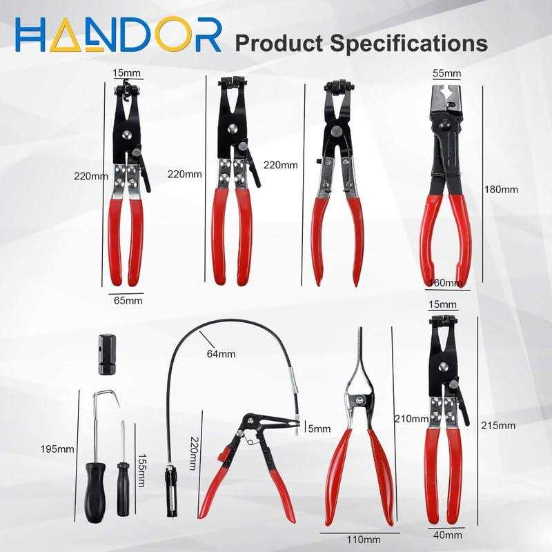 Handor 9pcs Hose Clamp Pliers, Wire Long Reach Hose Clamp Pliers Set Fuel Oil Water Hose Auto Tools for Automotive Coolant Radiator Heater and Water - Image 3