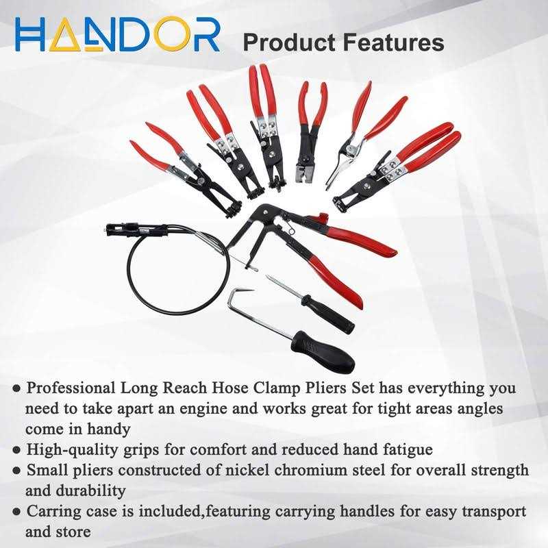 Handor 9pcs Hose Clamp Pliers, Wire Long Reach Hose Clamp Pliers Set Fuel Oil Water Hose Auto Tools for Automotive Coolant Radiator Heater and Water - Image 4
