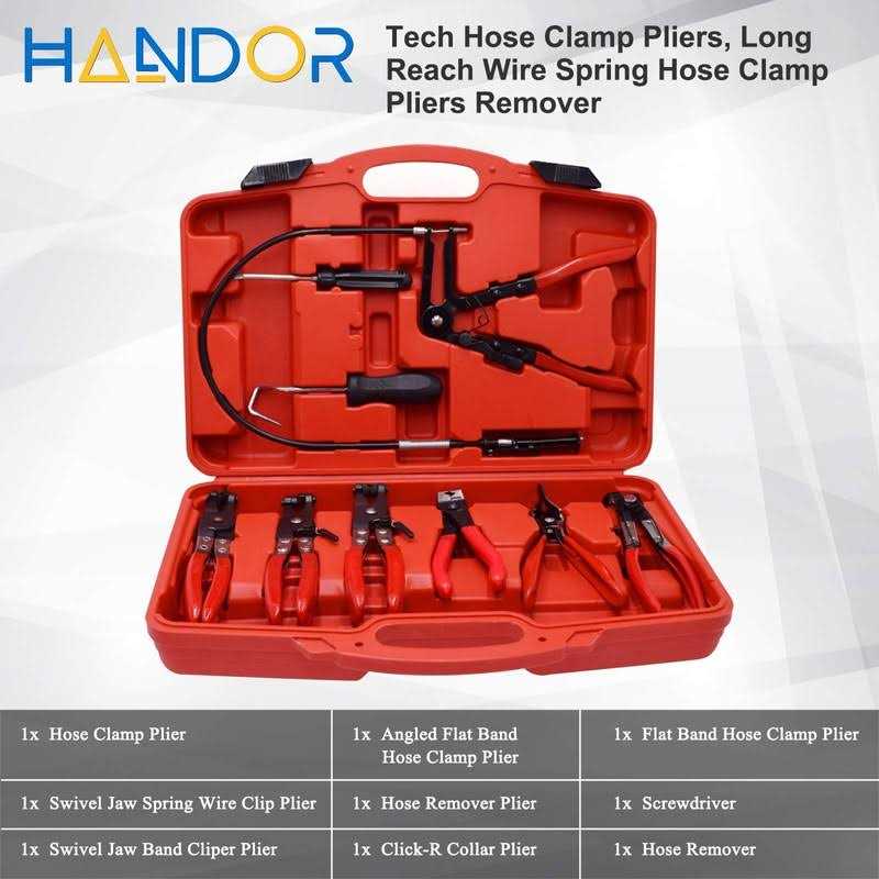 Handor 9pcs Hose Clamp Pliers, Wire Long Reach Hose Clamp Pliers Set Fuel Oil Water Hose Auto Tools for Automotive Coolant Radiator Heater and Water - Image 5