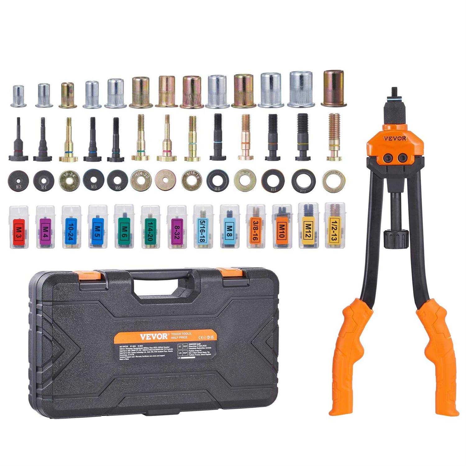VEVOR 16 Rivet Nut Tool Labor-Saving Rivnut Tool Kit with 13PCS Metric & SAE Mandrels - Image 4
