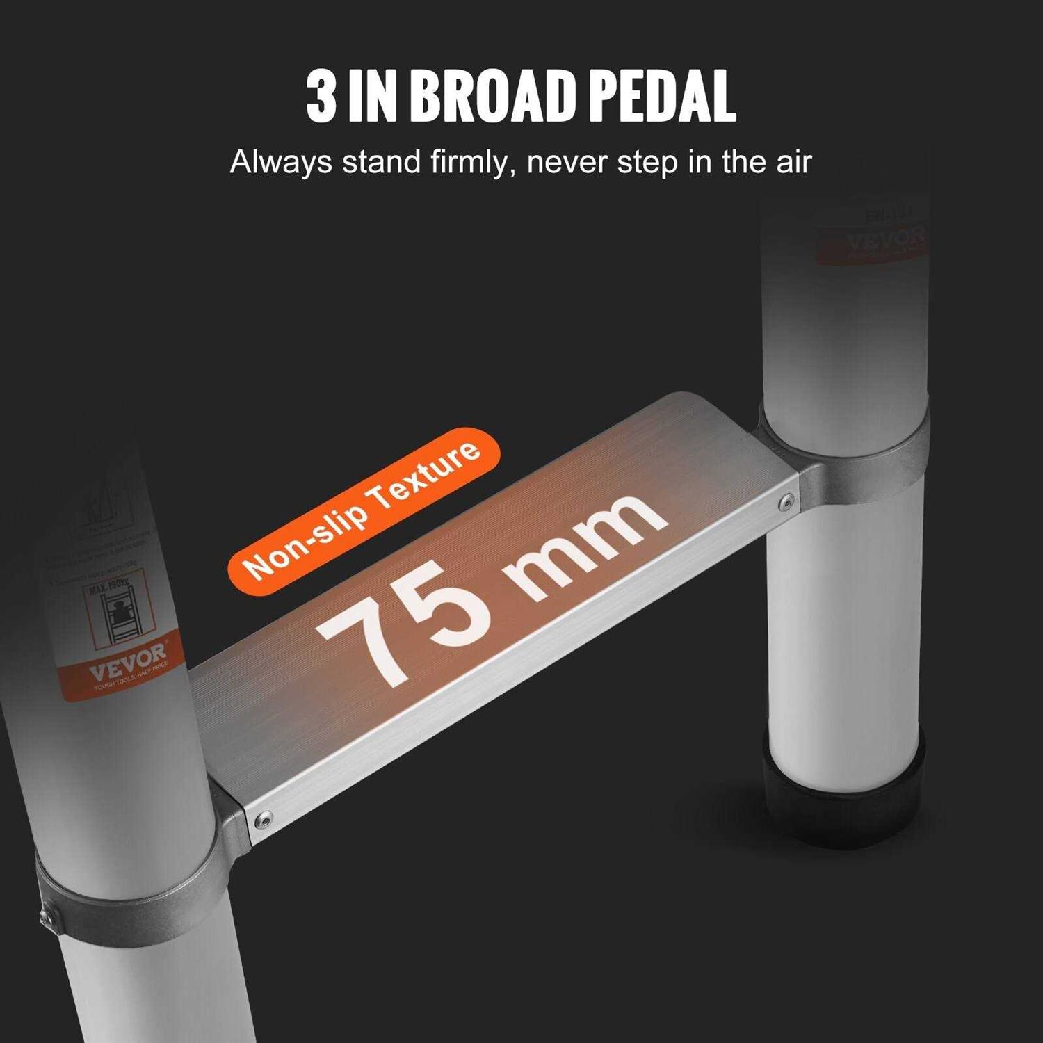 VEVOR Telescoping Ladder Aluminum One-button Retraction Collapsible Extension Ladder - Image 3