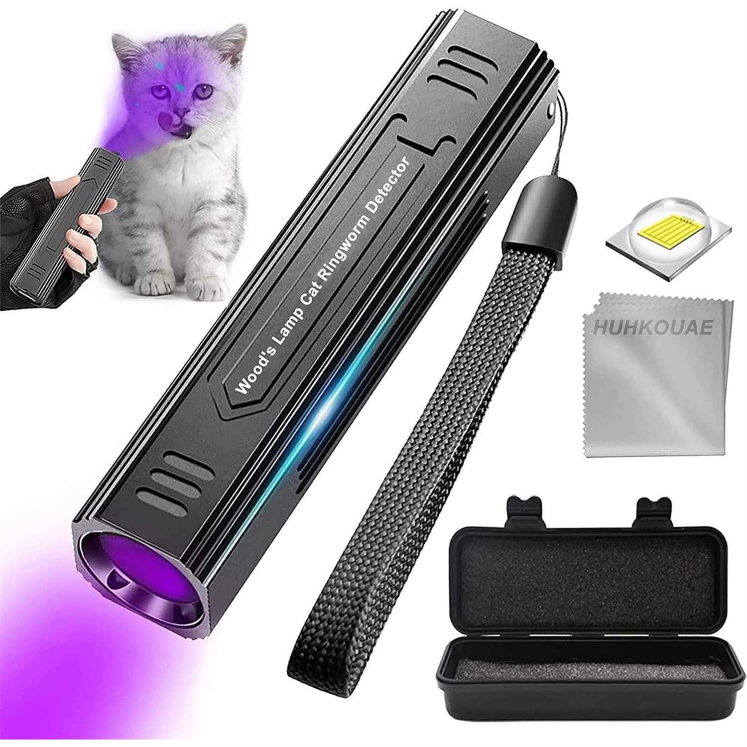HUHKOUAE Wood's Lamp pet cat dog Wood's Black light Flashlight cat Ringworm Detector,doctor pet Urine Detector,for Analyzing Skin dog