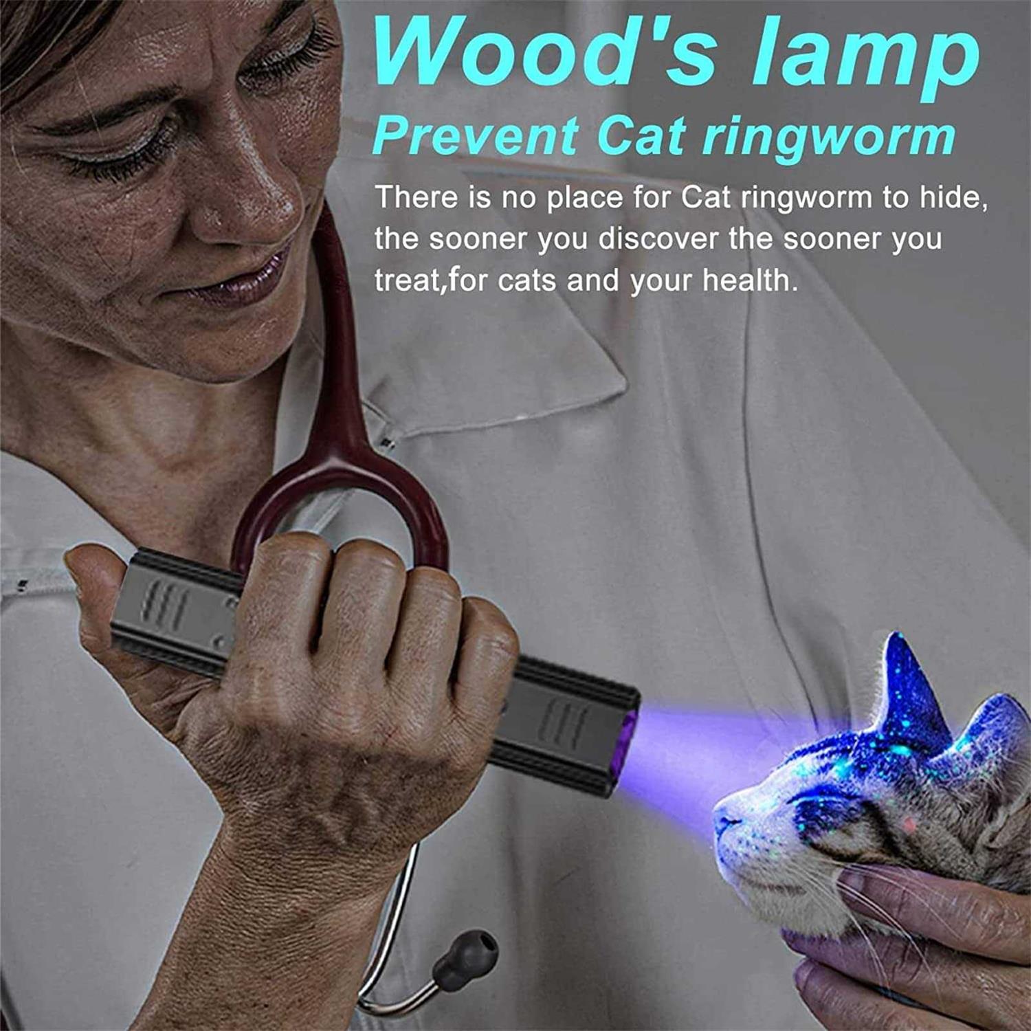 HUHKOUAE Wood's Lamp pet cat dog Wood's Black light Flashlight cat Ringworm Detector,doctor pet Urine Detector,for Analyzing Skin dog - Image 3