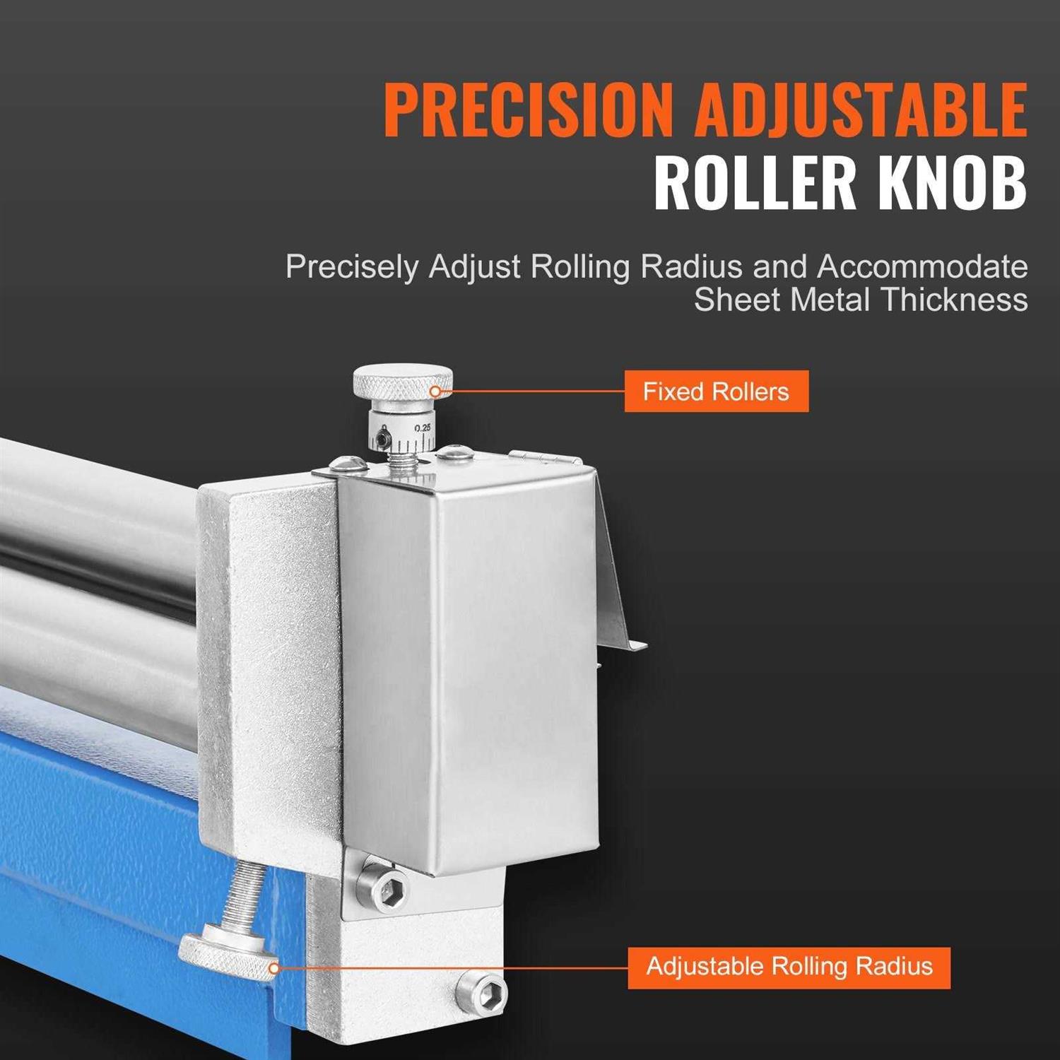 VEVOR Slip Roll Machine Forming Width Gauge Capacity Sheet Metal Slip Roller Rolling Bending Machine with 2 Detachable Rollers - Image 4