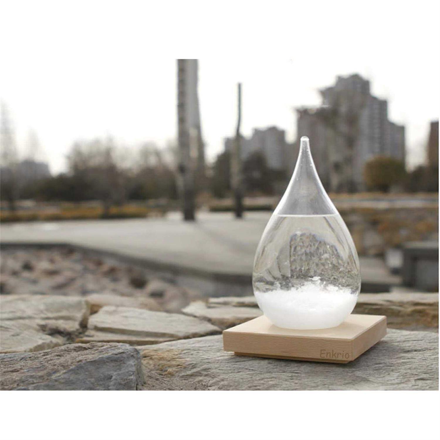Enkrio Storm Glass Weather Predictor Weather Station Weather Forecaster with Wood Base - Image 4