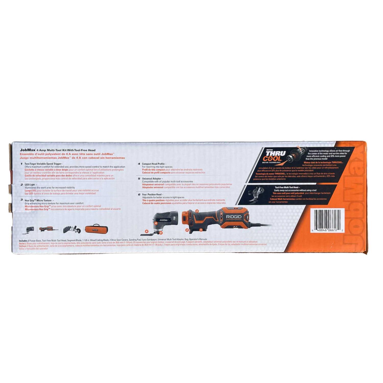 Ridgid 4 Amp Corded JobMax Multi-Tool with Tool-Free Head R8223404 - Image 3