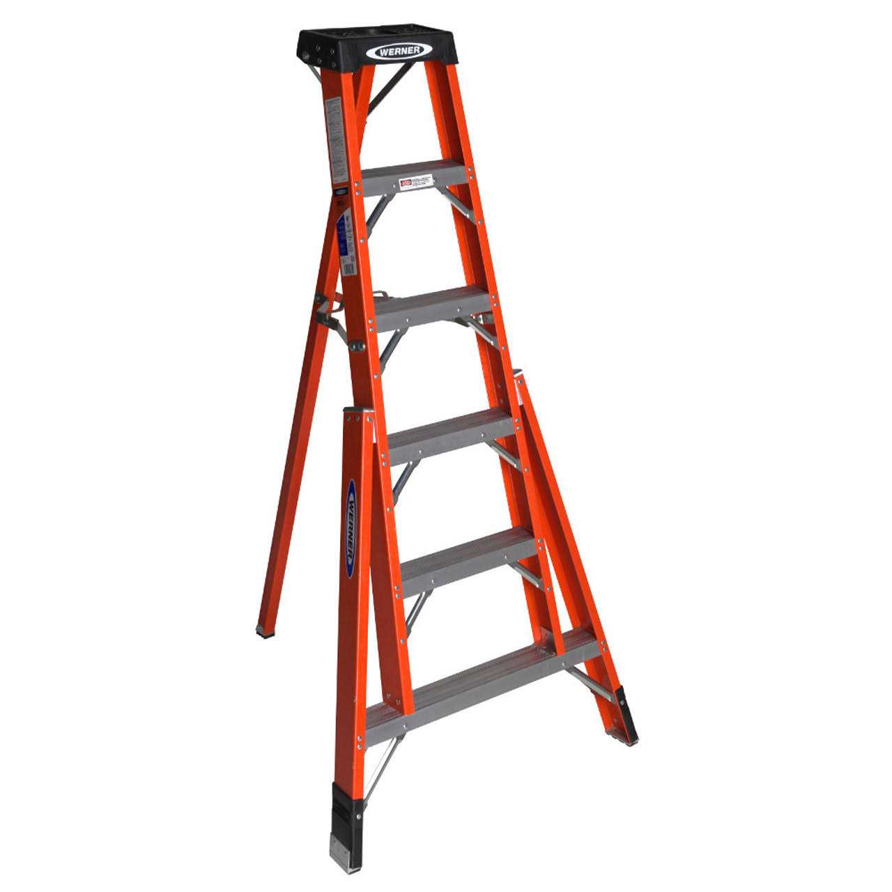 Werner 12 ft. Fiberglass Tripod Step Ladder FTP6212 - Image 4