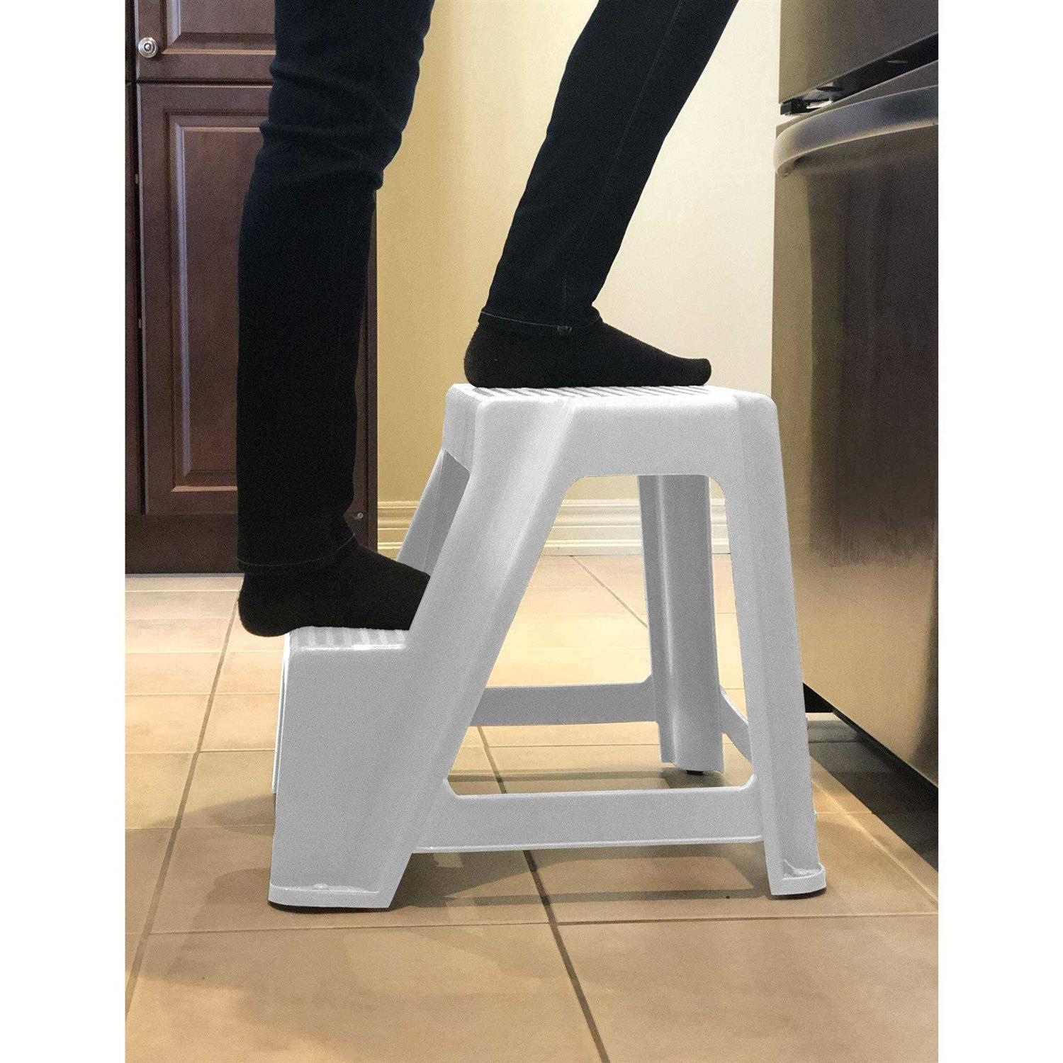 Gracious Living 18.75-Inch Tall Sturdy Non Slip Plastic 2-Level Home Step Stool - Image 5