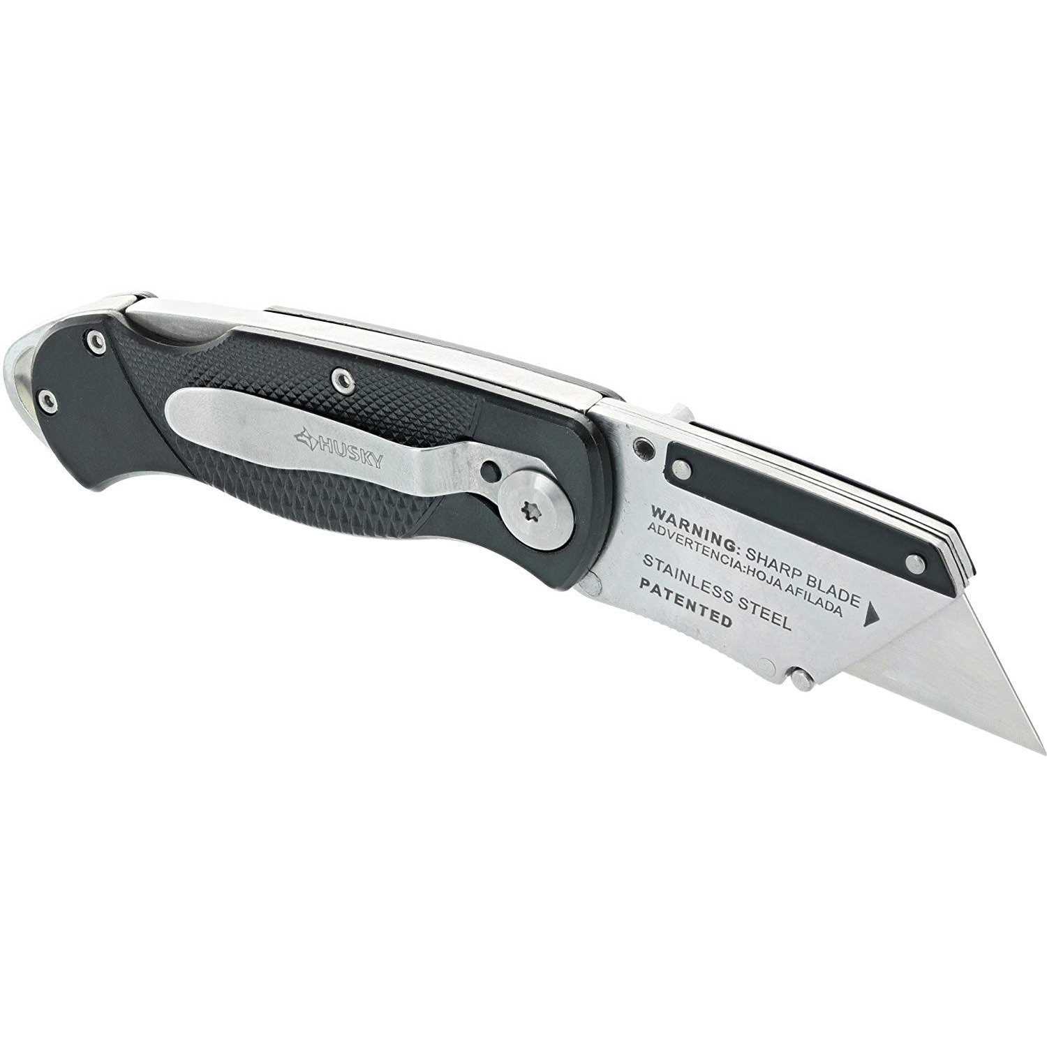 Husky 21113 Folding Sure-Grip Lock Back Utility Knife w/ 10 Disposable Blades Included - Image 5