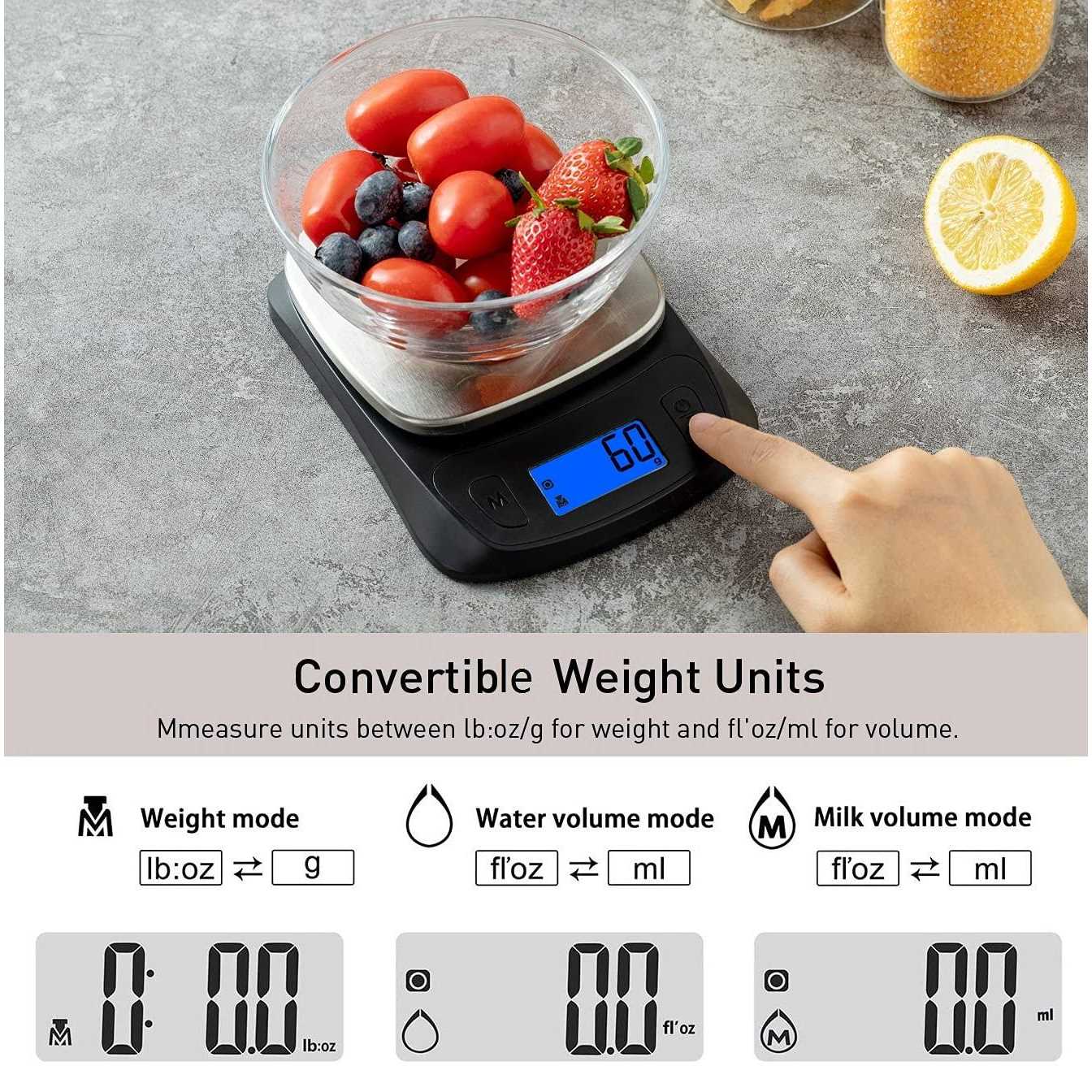 Nutri Fit Ultra Slim Kitchen Scale Digital Food Weight Scale for Baking Cooking in Grams and Ounces Tare & Backlit Lcd - Image 3