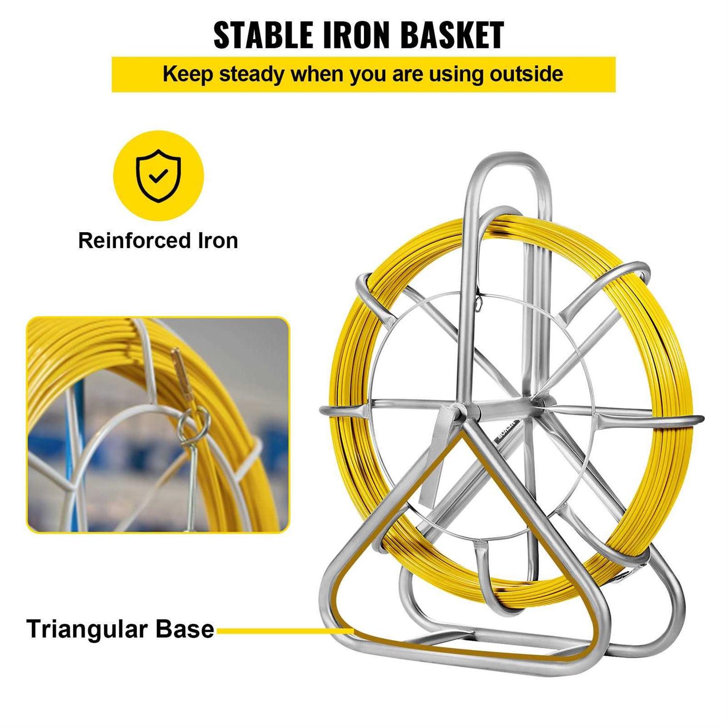 VEVOR 6mm Fish Tape Fiberglass Wire Cable Running Rod Duct Rodder Fishtape Rodder 130M - Image 3