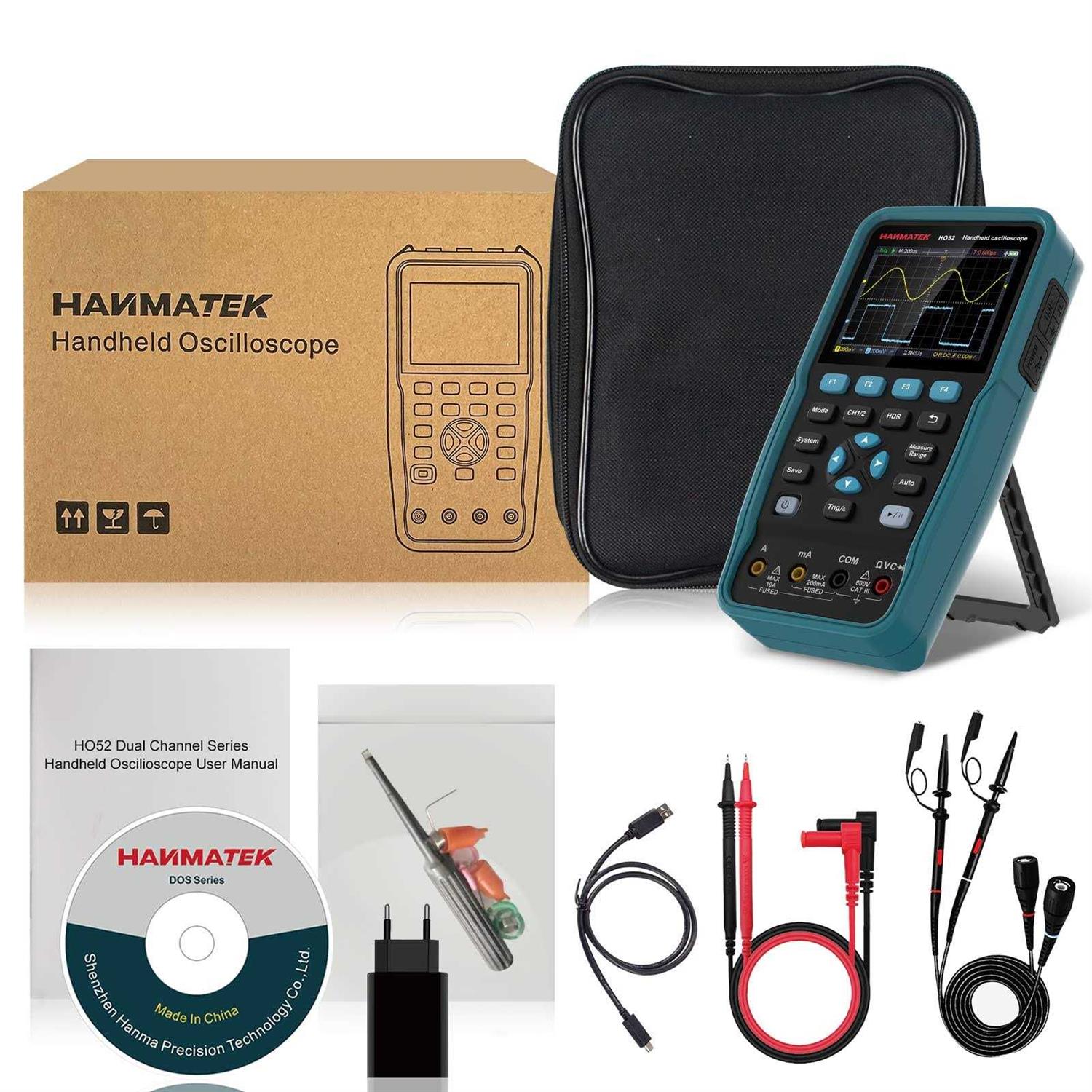 HANMATEK Handheld Digital Oscilloscope 50Mhz Bandwidth with 2 Channels HO52 3.5TFT Mini Oscilloscope, 2 in 1 Oscilloscope and Multimeter - Image 3