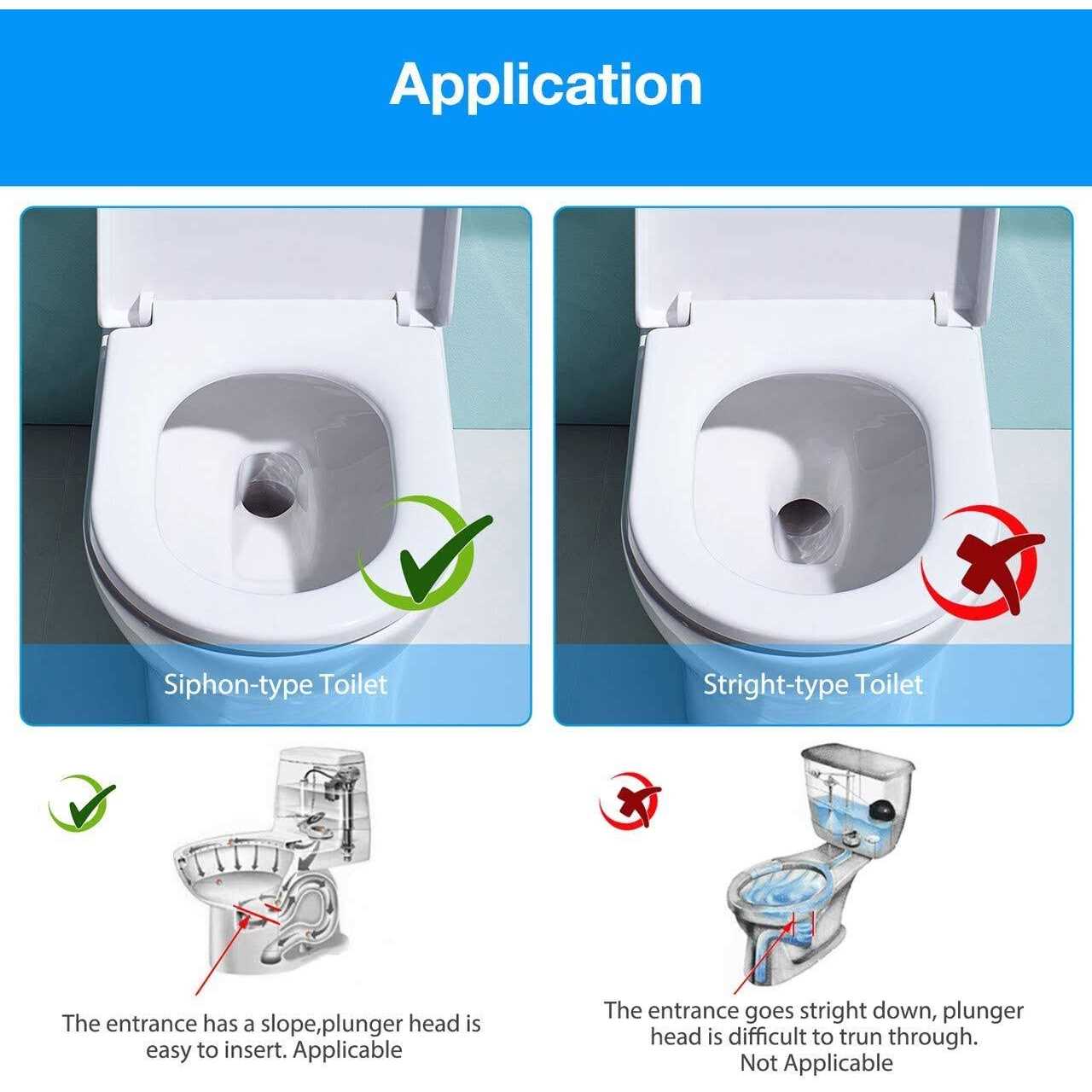 HOMEGOAL Toilet Plunger Siphon Type Toilet Clog Remover Flexible Rubber Head Stainless Steel Handle - Image 5