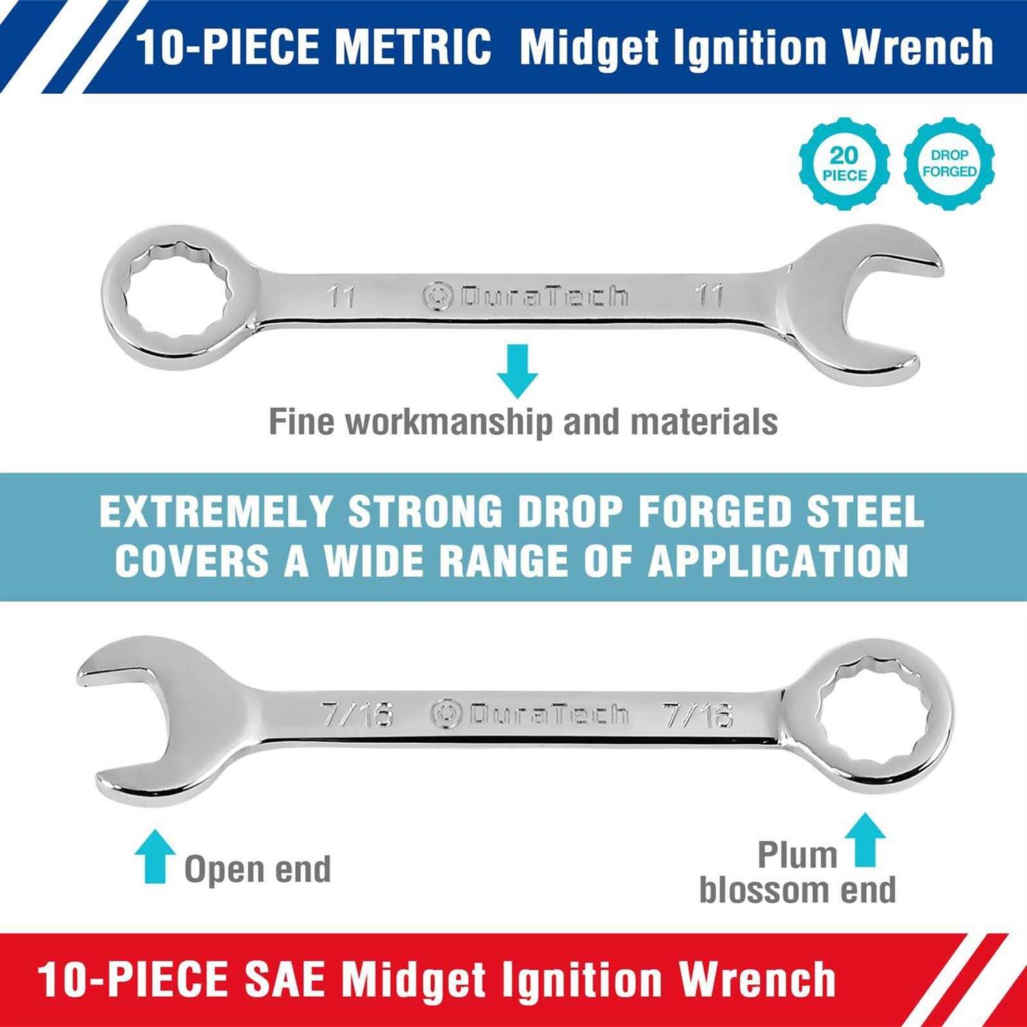 duratech mini wrench set midget combination wrench set 20-piece - Image 3