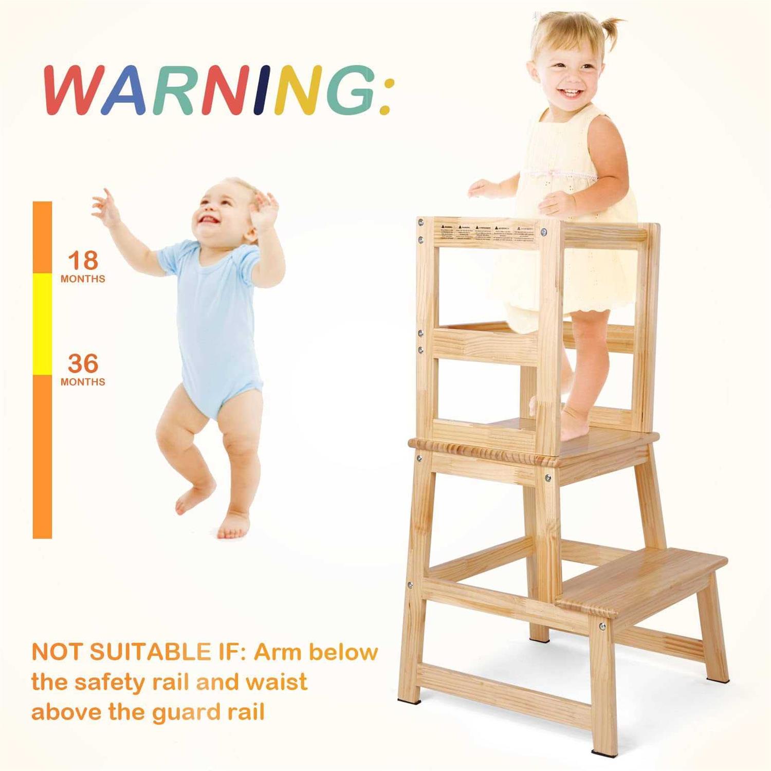 NEEDUX Kids Kitchen Step Stool with Chalkboard & Safety Rail for Toddlers 18 Months and Older - Image 3