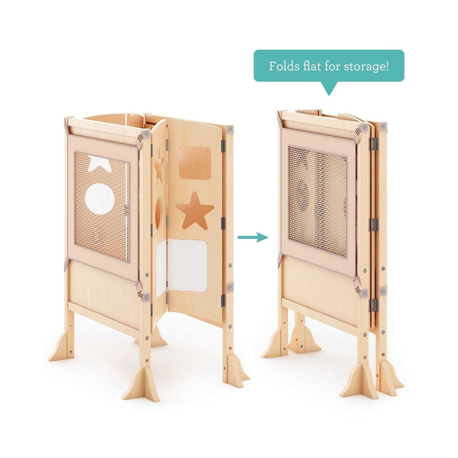 Guidecraft Classic Kitchen Helper Stool with 2 Keepers Double Wide - Image 3