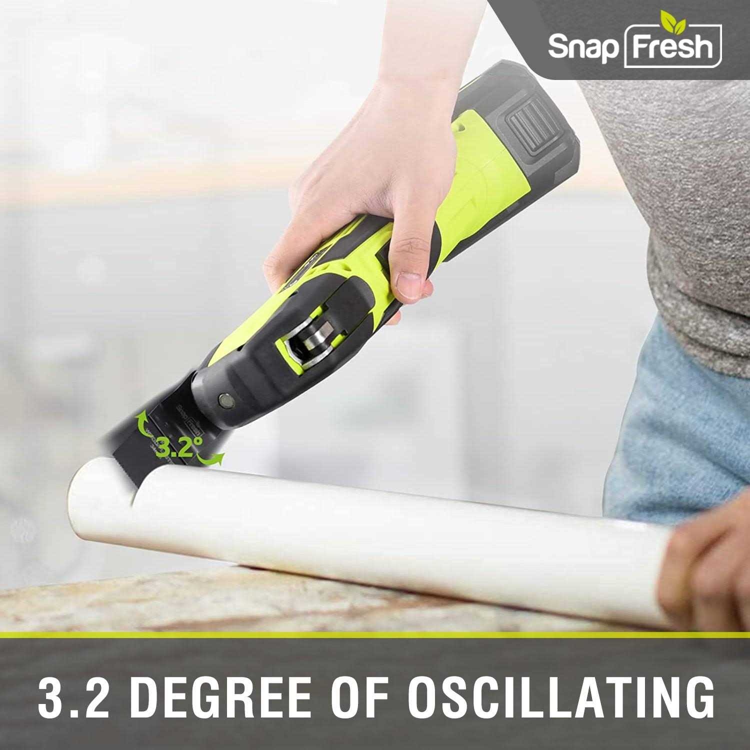 Cordless Oscillating Tool, SnapFresh 20V Oscillating Multi-Tool with 6 Speed, 3.2°Oscillating Angle, 22pcs Accessories, 2.0Ah Battery and Fast - Image 3