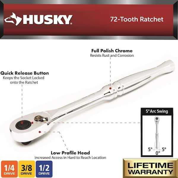 Husky 1/4 in., 3/8 in. and 1/2 in. 72-Tooth Ratchet Set in EVA - Image 3