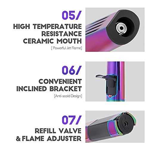 Brispon Torch Lighter Refillable Butane Lighter Windproof Jet Flame Lighter with Fire Lock Bracket Visible Gas Window for Grill Bbq Candle Cooking - Image 3