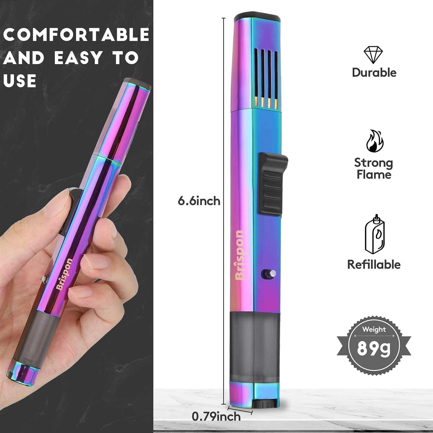 Brispon Torch Lighter Refillable Butane Lighter Windproof Jet Flame Lighter with Fire Lock Bracket Visible Gas Window for Grill Bbq Candle Cooking - Image 4