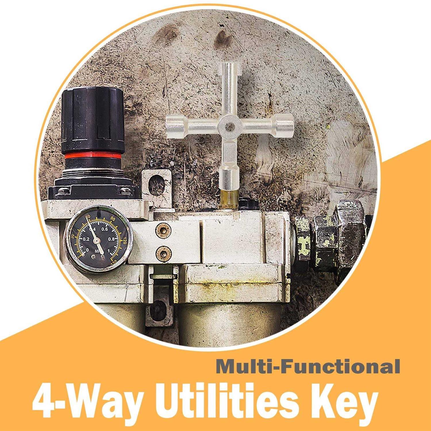 CIZTADA 16 Inch Water Meter Key with 4 Way Multi-functional Water Utilities Key Contractor Grade Valve Shutoff Key Tool for Main Water Meter - Image 3