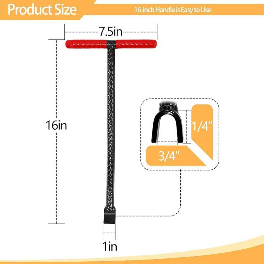 CIZTADA 16 Inch Water Meter Key with 4 Way Multi-functional Water Utilities Key Contractor Grade Valve Shutoff Key Tool for Main Water Meter - Image 5