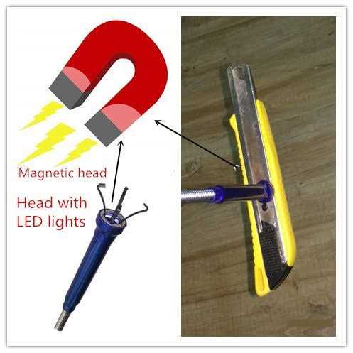 Grabber Tool Grab Reach Tool 360 Degree Flexible Gripper Tool Four-claw Magnetic Pick-up Tool with Led Light - Image 3