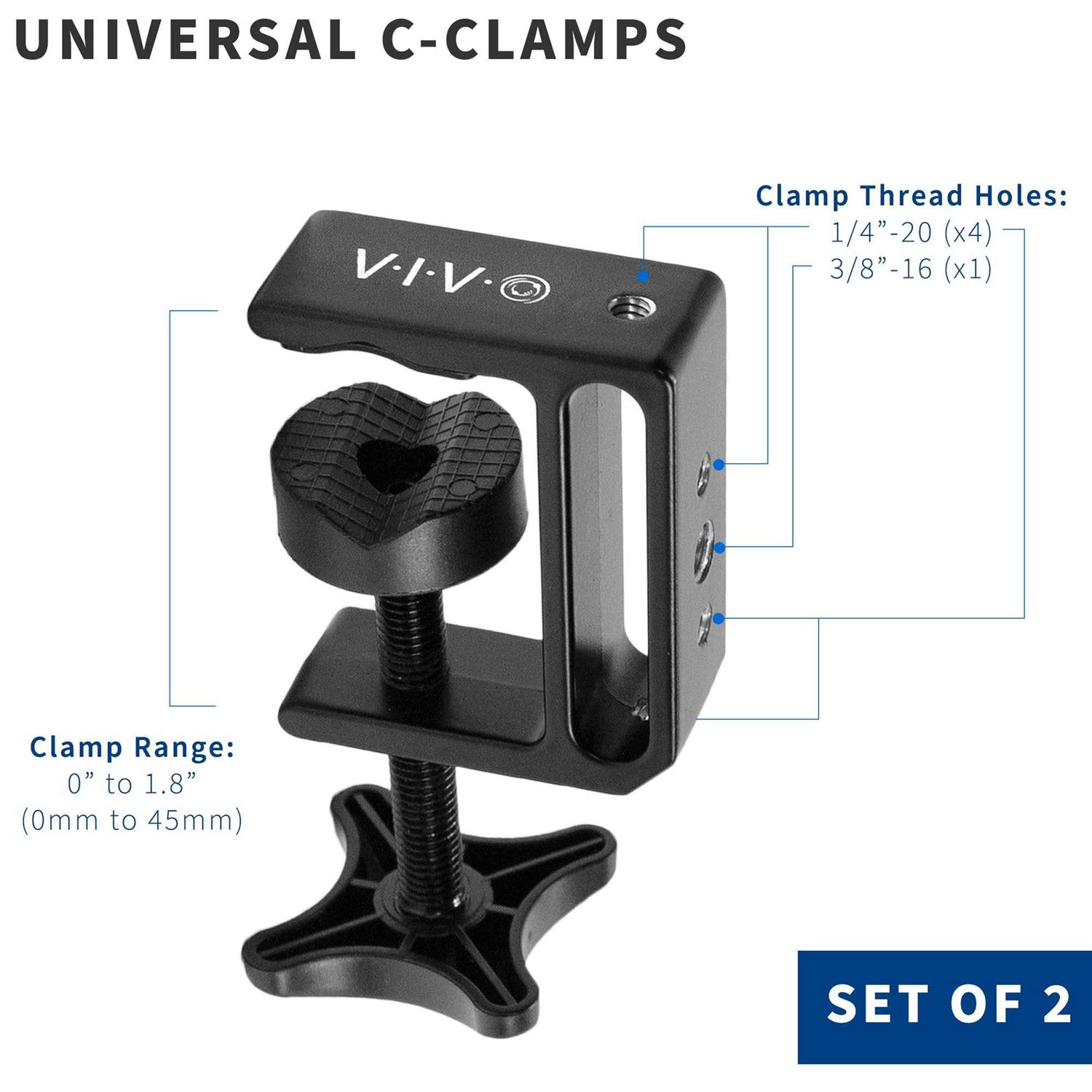 Vivo Universal Heavy Duty C-Clamps with 1/4 inch-20 and 3/8 inch-16 Sockets MOUNT-CP02 - Image 4