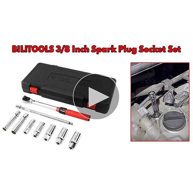 BILITOOLS 9-Piece Spark Plug Socket Set with 3/8 inch Drive Click Torque Wrench - Image 3