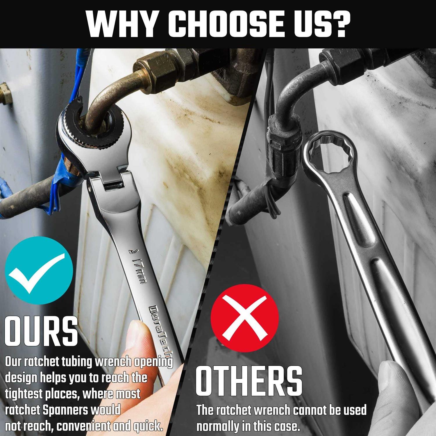 DURATECH 6-Piece Ratcheting Wrench Set with Open Flex-head Metric Ratcheting Tubing Wrench Set - Image 5